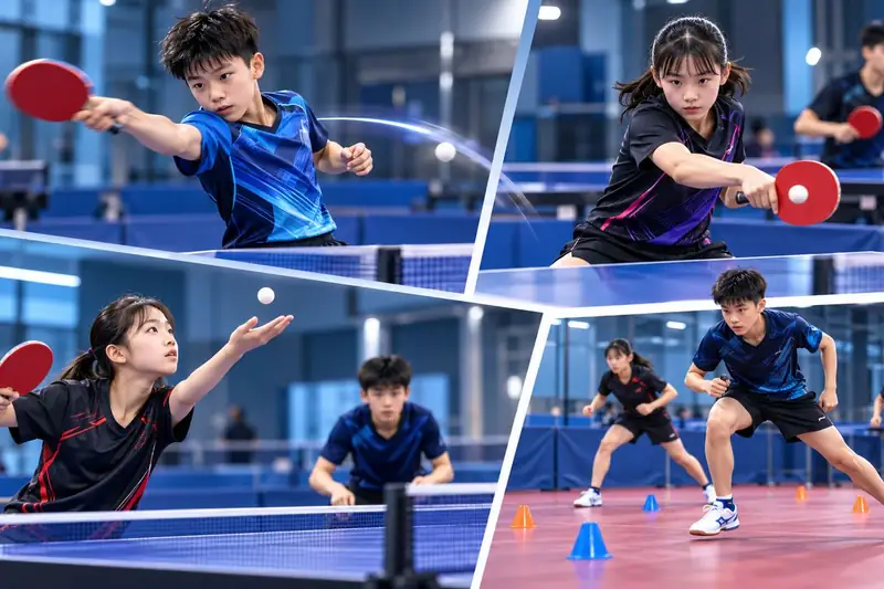 9 至 16 歲學生練正手、反手、發球同步法